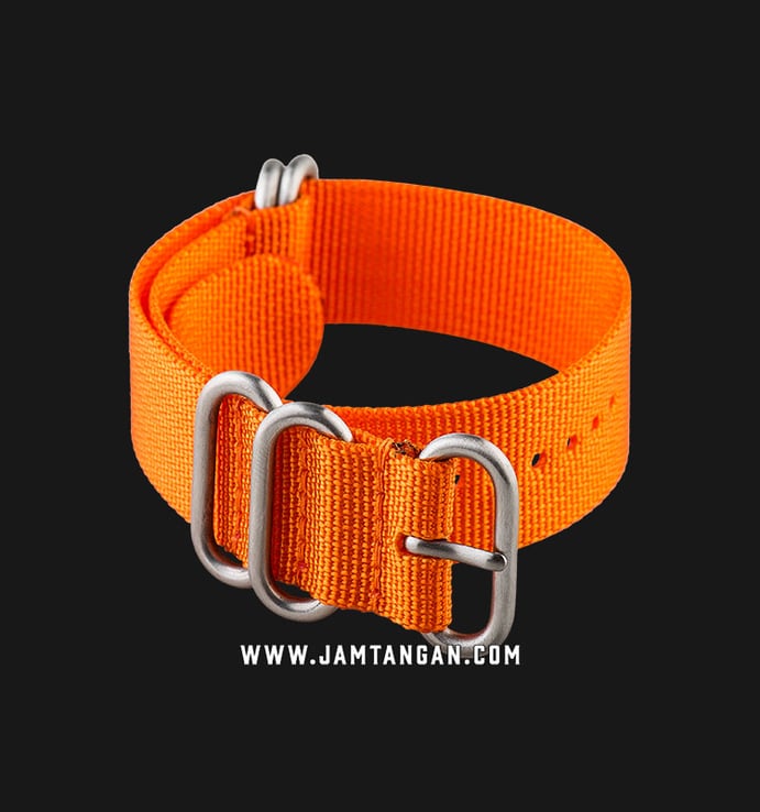 Strap Jam Tangan Martini Zulu ND-5Y-5B-20X20 20mm Orange Fabric 5 Ring - Silver Buckle