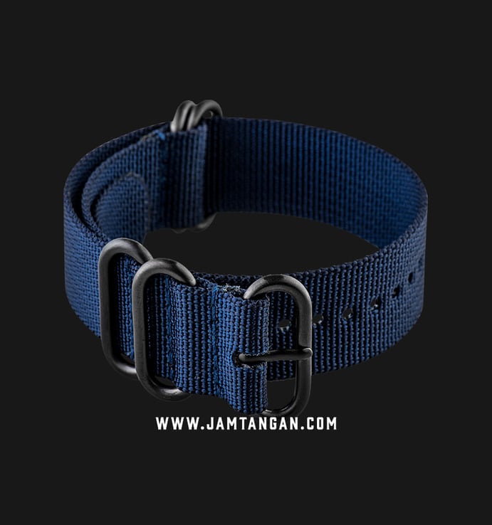 Strap Jam Tangan Martini Zulu ND-7D-5B-BM-20X20 20mm Blue Fabric 5 Ring - Black Buckle