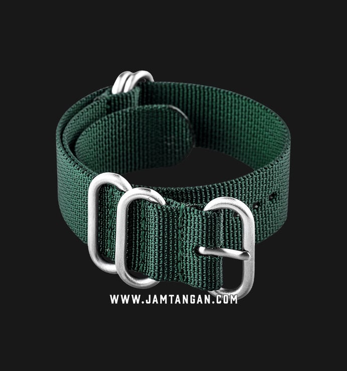 Strap Jam Tangan Martini Zulu ND-8D-5B-22X22 22mm Green Fabric 5 Ring - Silver Buckle
