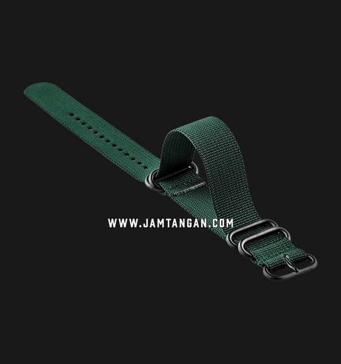 Strap Jam Tangan Martini Zulu ND-8D-5B-BM-20X20 20mm Green Fabric 5 Ring - Black Buckle