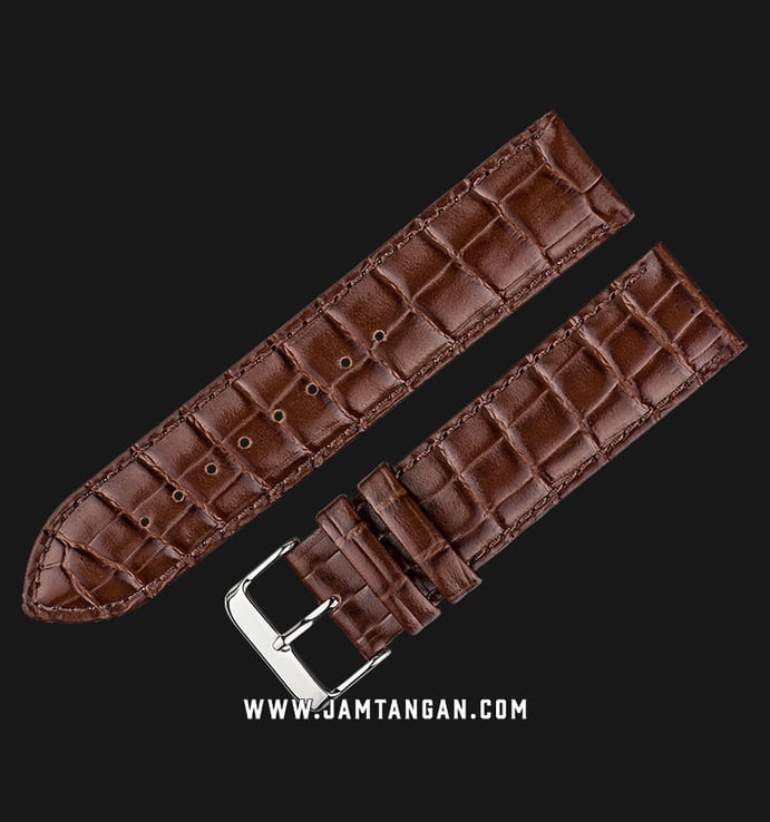 Strap Jam Tangan Leather Martini Baby Gator P20702-22X22 Chocolate 22mm Silver Buckle