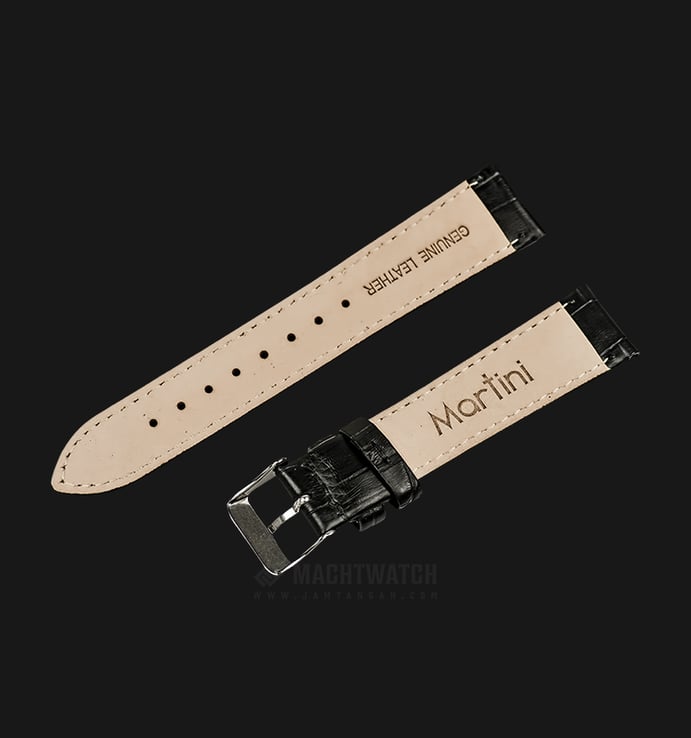 Strap Jam Tangan Leather Martini South Africa P21201-ML-20X18 Black 20mm Silver Buckle