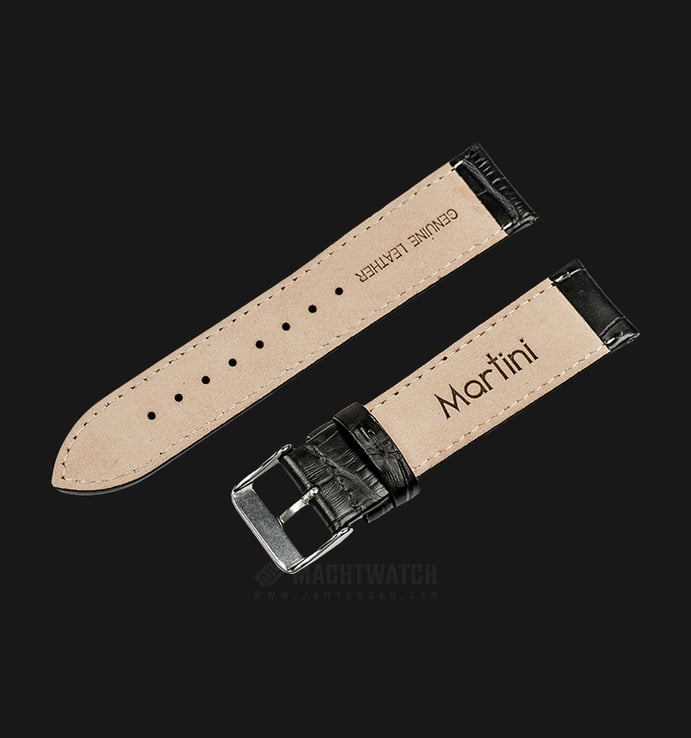Strap Jam Tangan Leather Martini South Africa P21201-ML-22X20 Black 22mm Silver Buckle