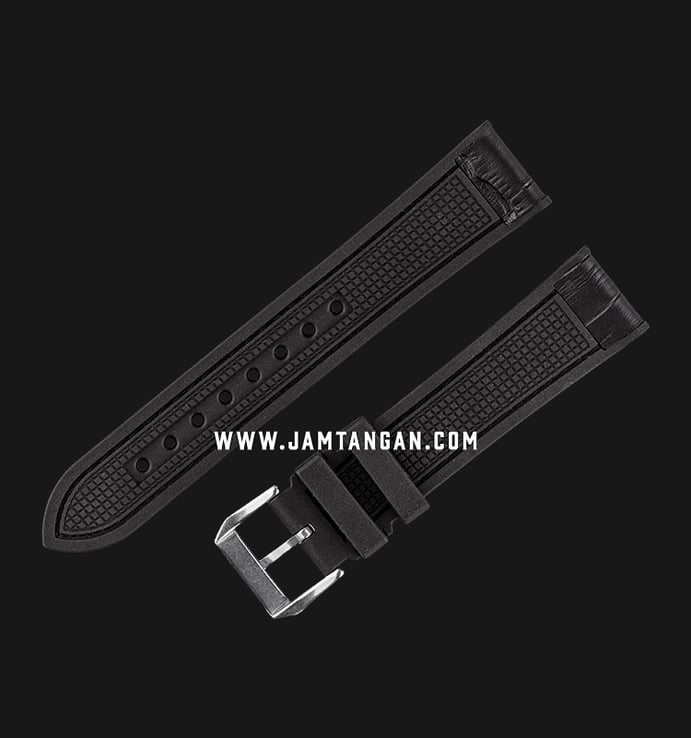 Strap Jam Tangan Leather-Rubber Martini S.Africa P21201-ML_V2-20X18 Black 20mm Silver Bckl
