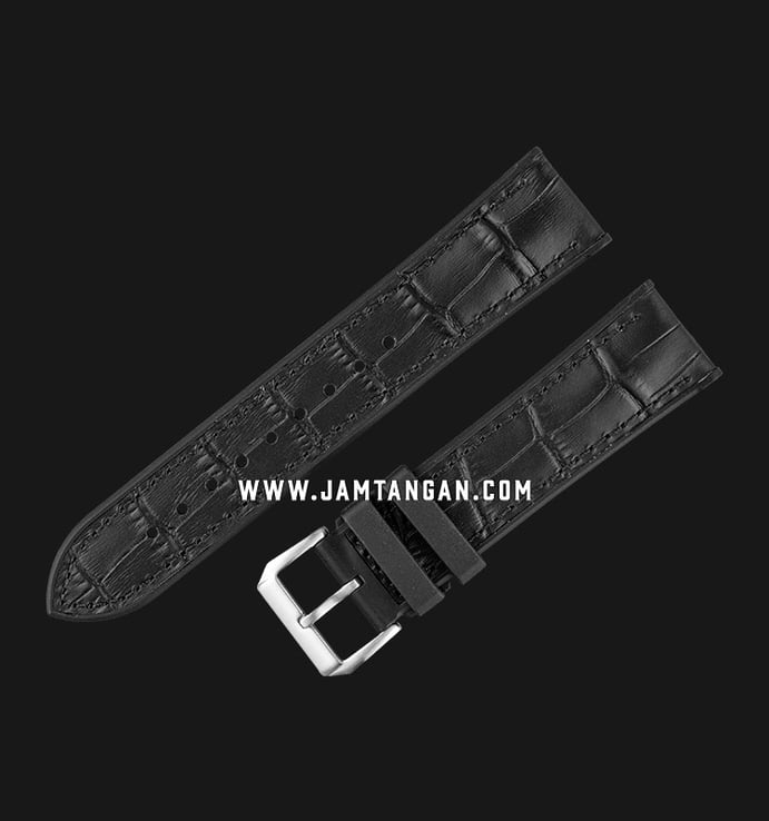 Strap Jam Tangan Leather-Rubber Martini S.Africa P21201-ML_V2-22X20 Black 22mm Silver Bckl