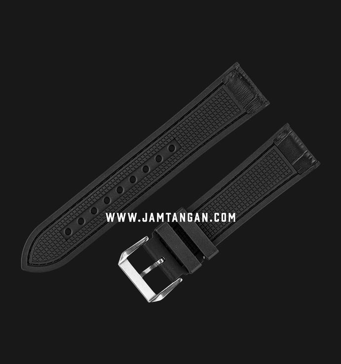 Strap Jam Tangan Leather-Rubber Martini S.Africa P21201-ML_V2-22X20 Black 22mm Silver Bckl