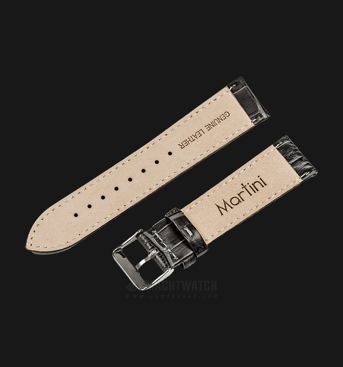 Strap Jam Tangan Leather Martini South Africa P21202-ML-22X20 Gray 22mm Silver Buckle
