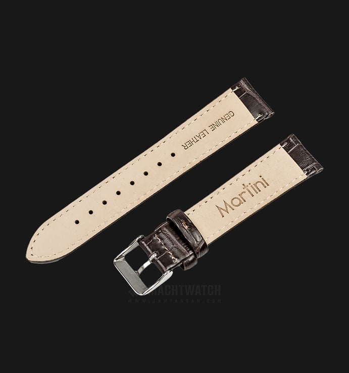 Strap Jam Tangan Leather Martini South Africa P21203-ML-20X18 Chocolate 20mm Silver Buckle