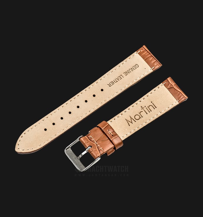 Strap Jam Tangan Leather Martini South Africa P21204-ML-20X18 Tan 20mm Silver Buckle
