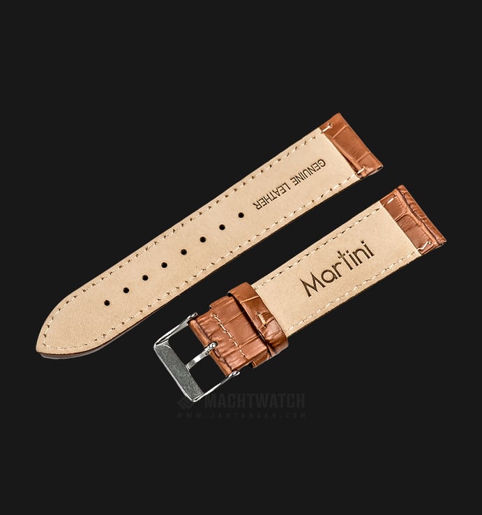 Strap Jam Tangan Leather Martini South Africa P21204-ML-22X20 Tan 22mm Silver Buckle
