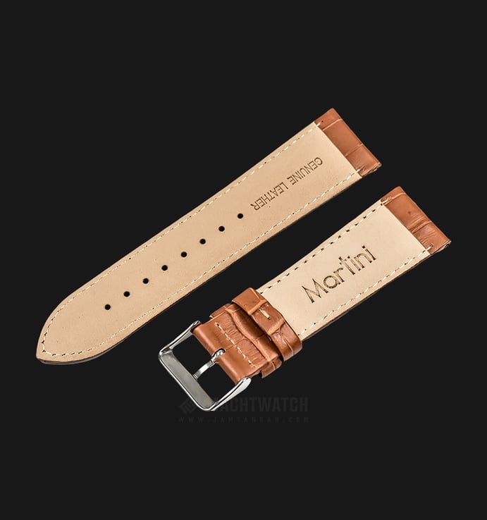 Strap Jam Tangan Leather Martini South Africa P21204-ML-24X22 Brown 24mm Silver Buckle