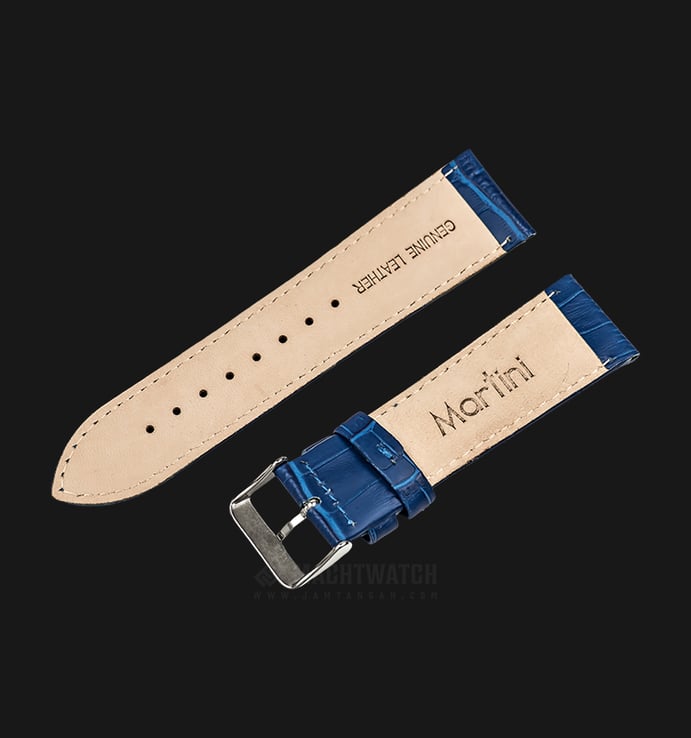 Strap Jam Tangan Leather Martini South Africa P21208-24X22 Blue 24mm Silver Buckle