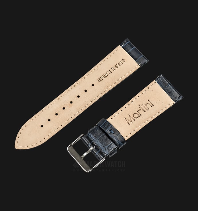Strap Jam Tangan Leather Martini South Africa P21209-ML-24X22 Navy Blue 24mm Silver Buckle