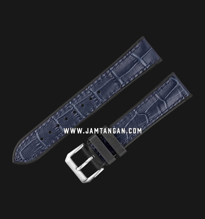 Strap Jam Tangan Leather-Rubber Martini S.Africa P21209-ML_V2-20X18 Blue 20mm Silver Bckl