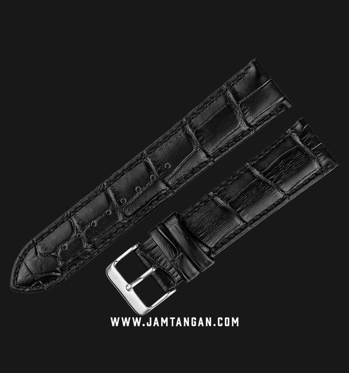 Strap Jam Tangan Leather Martini South Africa P22201-22X20 Black 22mm Silver Buckle
