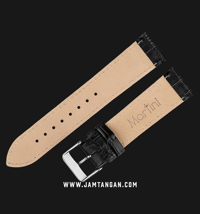 Strap Jam Tangan Leather Martini South Africa P22201-22X20 Black 22mm Silver Buckle
