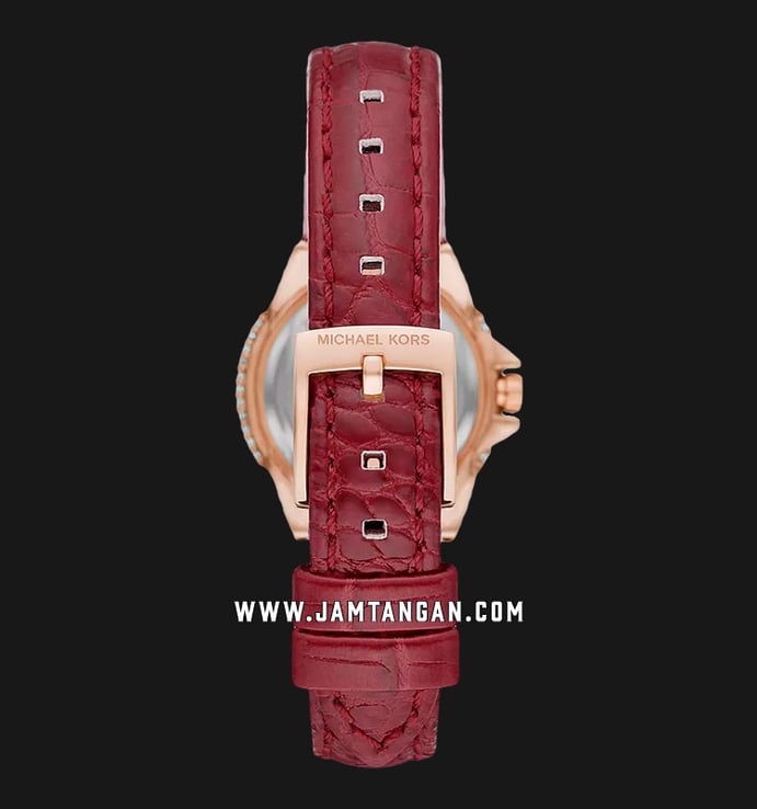 Michael Kors Camille MK1069SET White Dial Red Leather Strap + Extra Bracelet