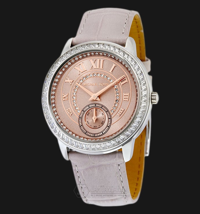 Michael Kors MK2446 Madelyn Rose Gold Dial Grey Leather Strap Watch