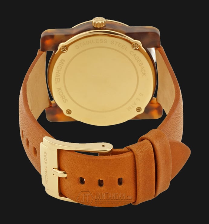 Michael Kors MK2484 Kempton Tortoise Dial Tan Leather Strap Watch