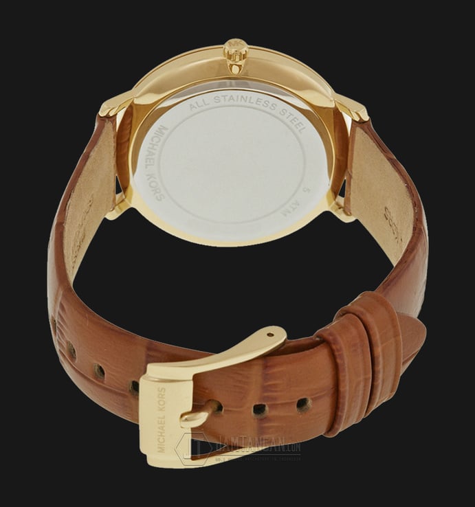Michael Kors MK2496 Jaryn Gold Tone Dial Brown Leather Strap Watch