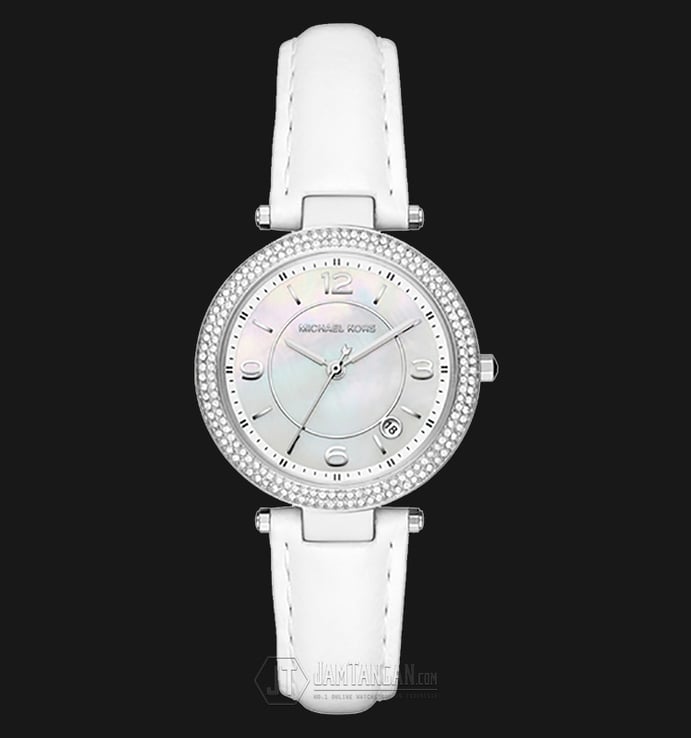 Michael Kors MK2541 Parker Pearl Dial White Leather Strap Watch