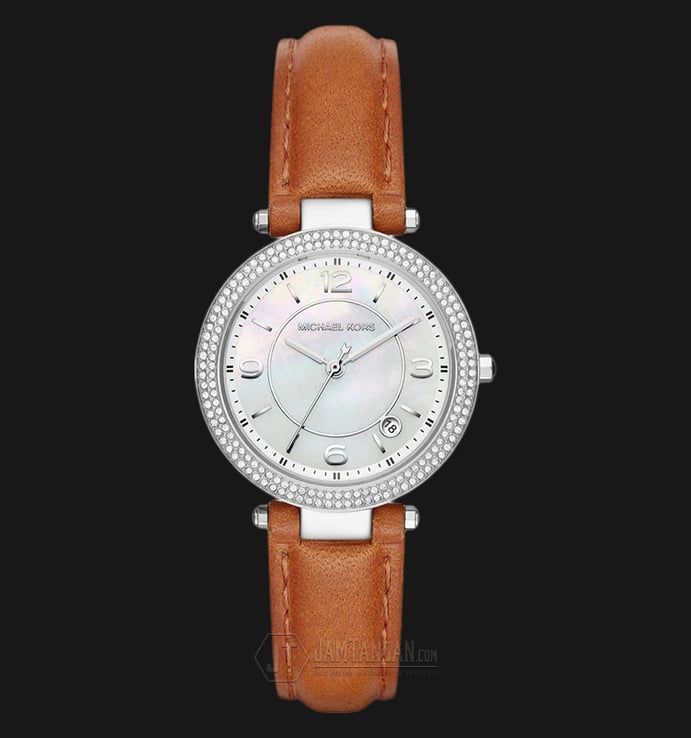 Michael Kors MK2542 Parker Pearl Dial Brown Leather Strap Watch