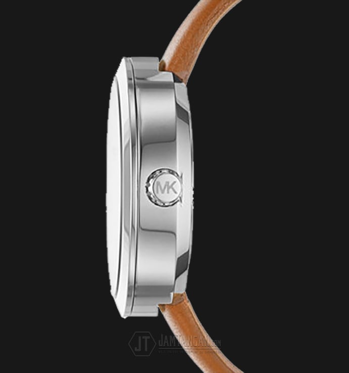 Michael Kors MK2573 Garner Silver Dial Brown Leather Strap Watch
