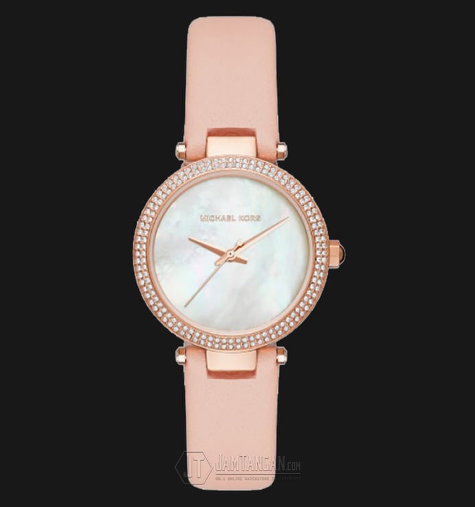 Michael Kors MK2590 Mini Parker Rose Gold-Tone and Pink Leather Strap