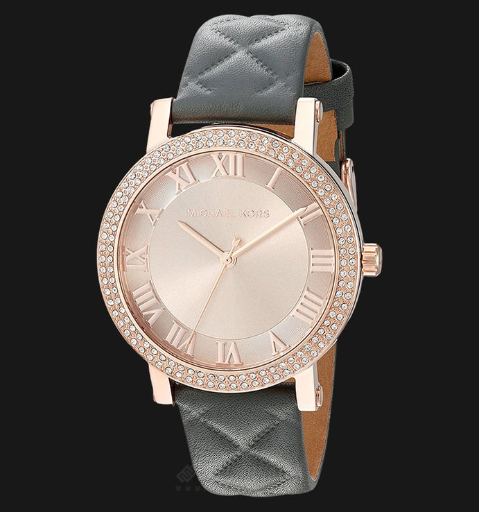 Michael Kors MK2619 Norie Watch Rose Gold Dial Grey Leather Strap