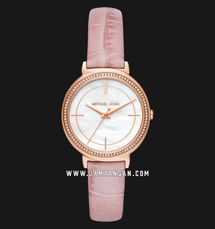 Michael Kors Cinthia MK2663 Ladies White Mother of Pearl Dial Pink Leather Strap