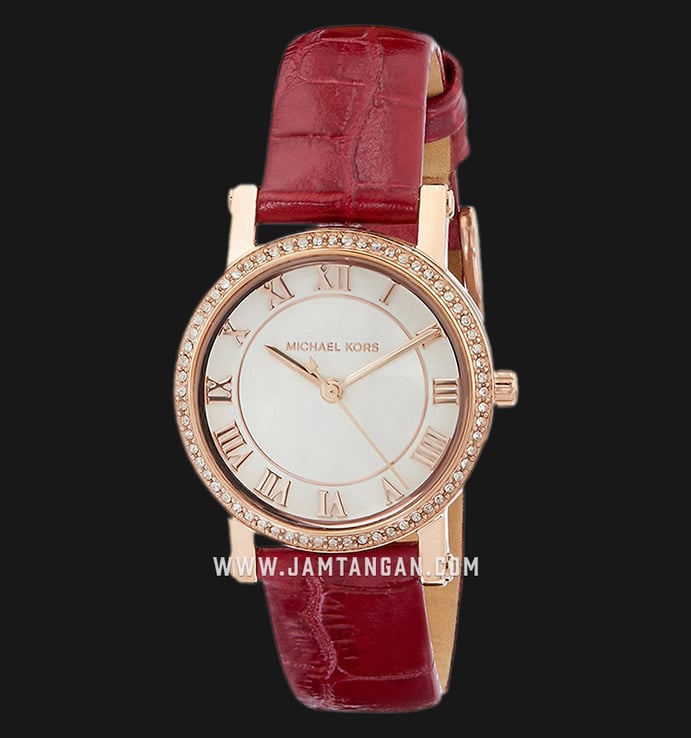 Michael Kors Petite Norie MK2708 Ladies Gold Dial Red Leather Strap 