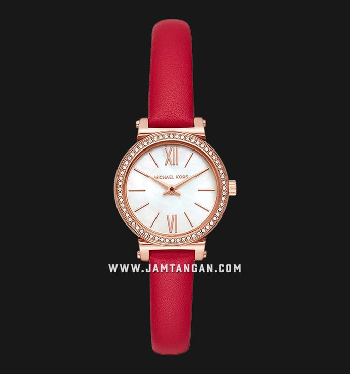 Michael Kors Sofie MK2850 Ladies Mother of Pearl Dial Red Leather Strap