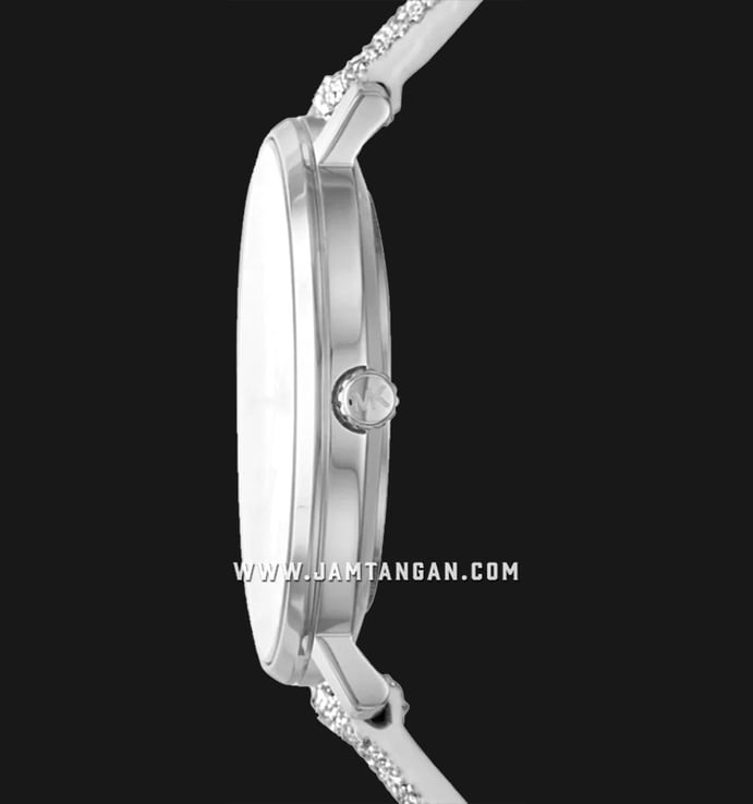Michael Kors Pyper MK2877 White Dial Silver Sparkle Leather Strap