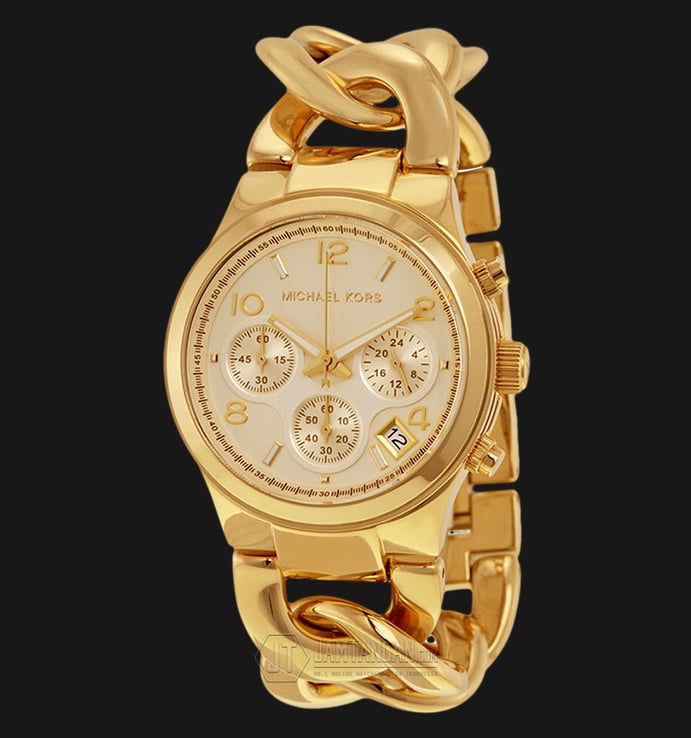 Michael Kors MK3131 Runway Twist Chronograph Gold Dial Gold Bracelet Watch