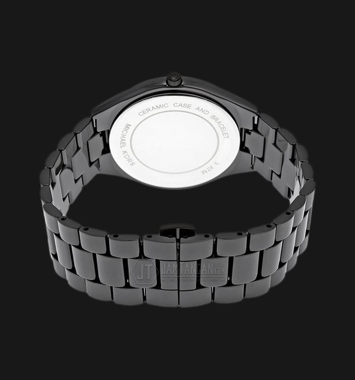 Michael Kors MK3449 Slim Runway BlackCrystal Pave Dial Ceramic Strap Watch
