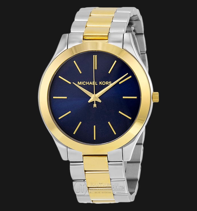 Michael Kors MK3479 Slim Runway Blue Dial Two-Tone Stainless Bracelet Watch