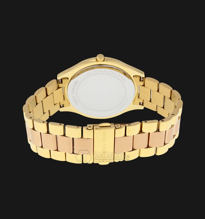 Michael Kors MK3493 Slim Runway Pink Dial Two-Tone Stainless Bracelet Watch