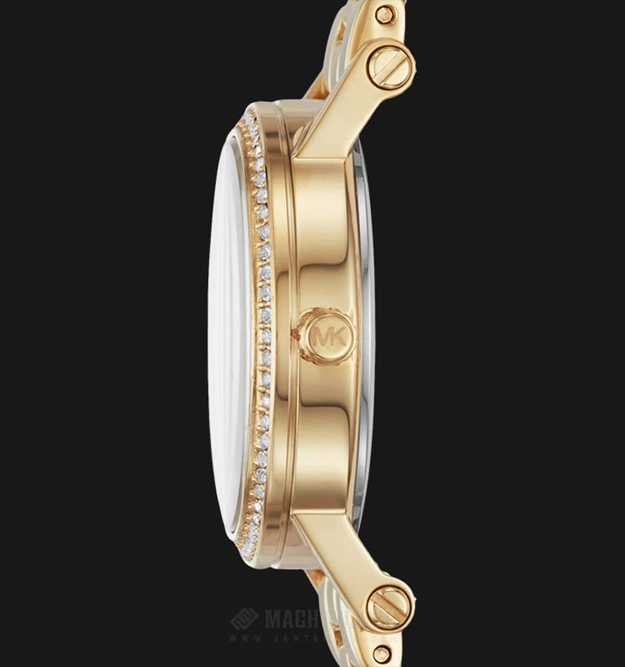 Michael Kors Petite Norie MK3682 Ladies White Mother of Pearl Dial Gold Stainless Steel Strap