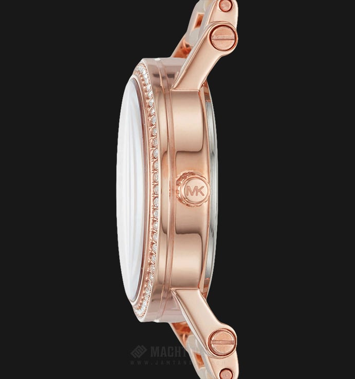 Michael Kors Petite Norie MK3700 Ladies Pink Mother of P Dial Rose Gold St. Steel with Ceramic Strap