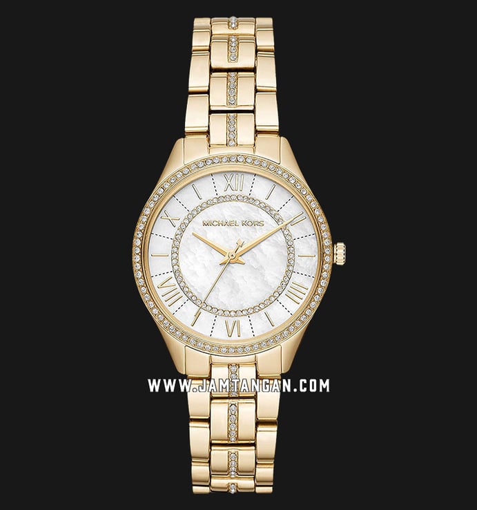 Michael Kors MK3899 Lauryn Mother of Pearl Dial Gold Stainless Steel Strap