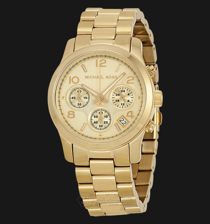 Michael Kors MK5055 Runway Chronograph Gold Dial Gold Stainless Bracelet Watch
