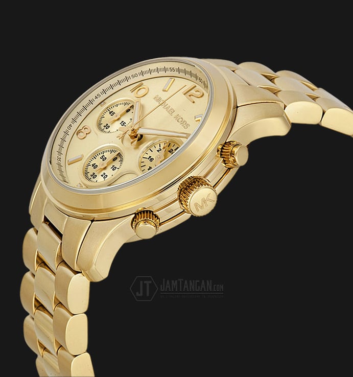 Michael Kors MK5055 Runway Chronograph Gold Dial Gold Stainless Bracelet Watch