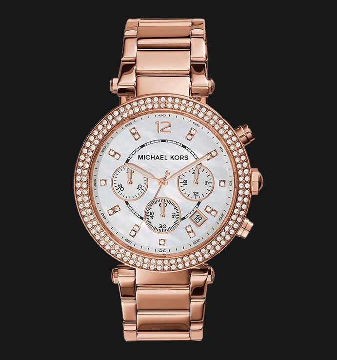 Michael Kors Parker MK5491 Chronograph Pearl Dial Rose Gold Stainless Steel Strap