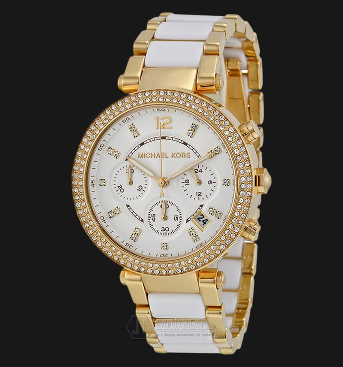 Michael Kors MK6119 Parker White Dial Gold-tone Stainless Steel Bracelet Watch