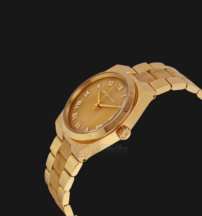 Michael Kors MK6152 Channing Horn Brown- Gold Dial Quartz Ladies Watch