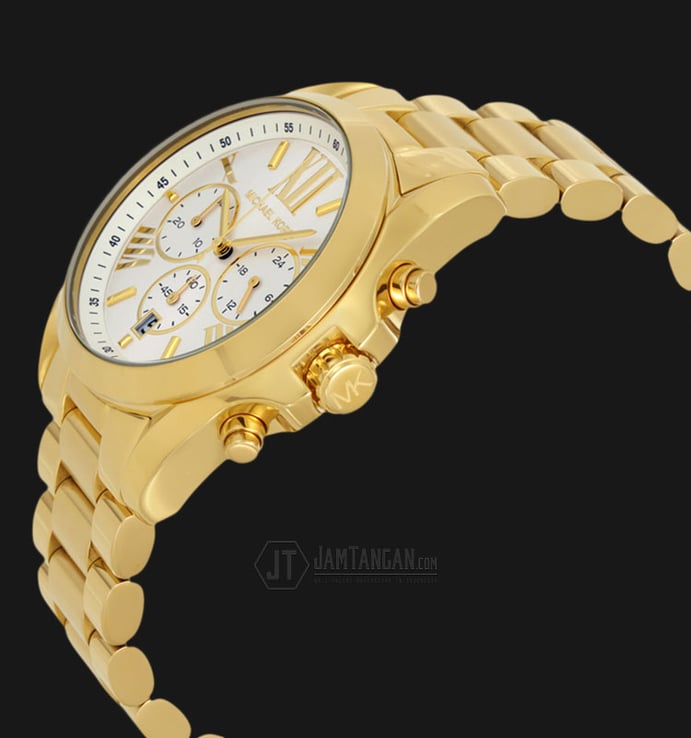 Michael Kors MK6266 Bradshaw Oversized Chrono Pearl Dial Gold Bracelet Watch