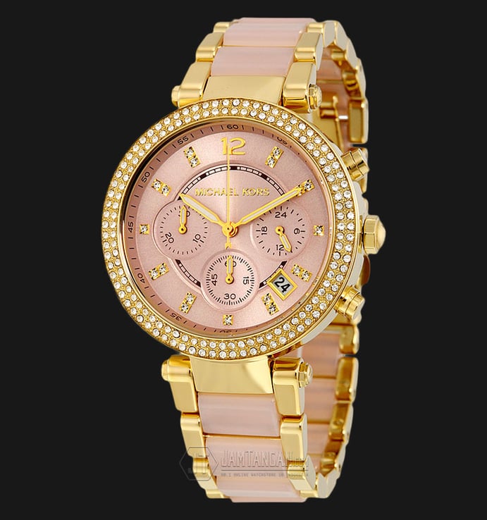 Michael Kors MK6326 Parker Pink Dial Gold-tone Bracelet Watch