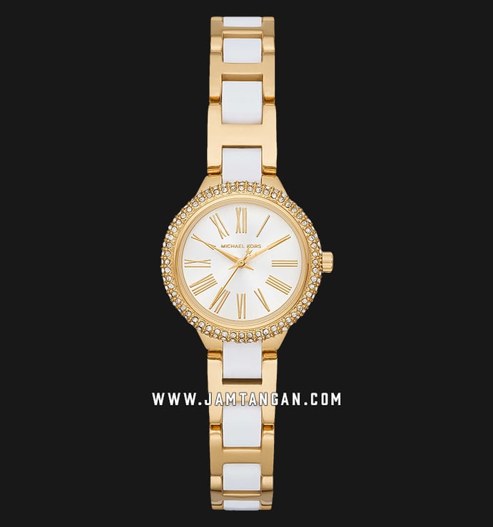 Michael Kors MK6581 Petite Ladies White Dial Gold Stainless Steel with Ceramic Strap