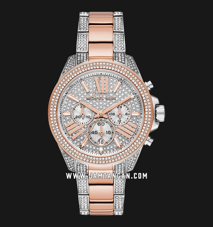 Michael Kors Wren MK6707 Chronograph Silver Crystals Dial Dual Tone Stainless Steel Strap