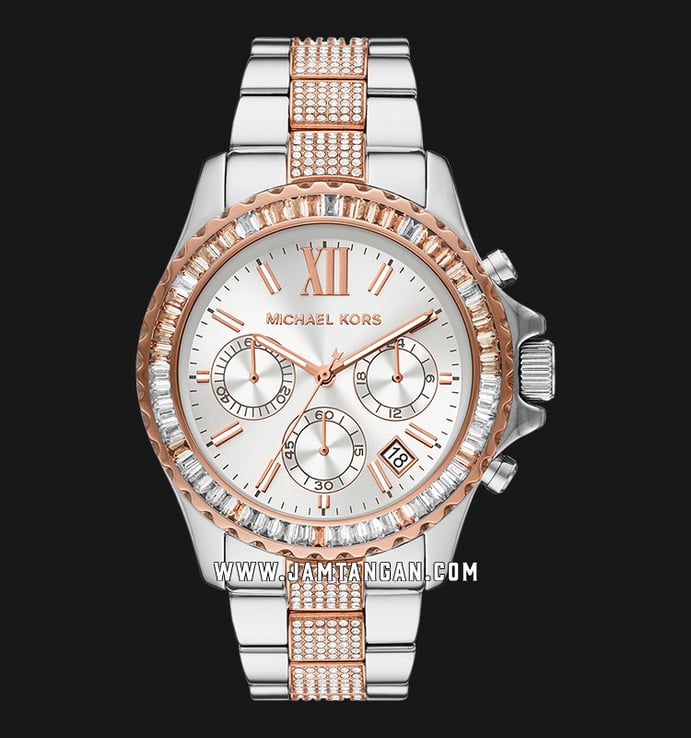 Michael Kors Everest MK6975 Chronograph Ladies Silver Dial Dual Tone Stainless Steel Strap
